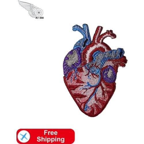 Hot Sale 10pcs/lot Exposed Heart Organ Embroidery Patches Iron on for Clothing Custom DIY Cool Punk Biker Badge Jackets Applique