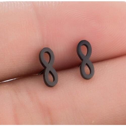 Hfarich Fashion Stainless Steel Earring Jewelry Simple Black Number 8 small Circle Part Model Earrings For Women And Men Gift