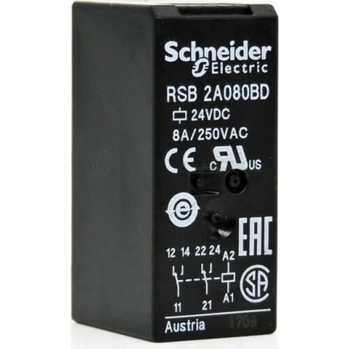 RSB interface relays for standard applications RSB2A080RD RSB2A080JD RSB2A080BD RSB2A080ED RSB2A080ND RSB2A080FD