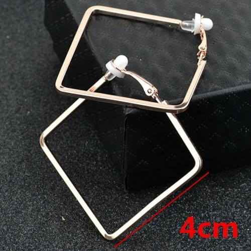 Clip on ear With cushion pad Without piercing 2020 Fashion Jewelry Accessories Earrings for women Rectangular Ladies Earrings