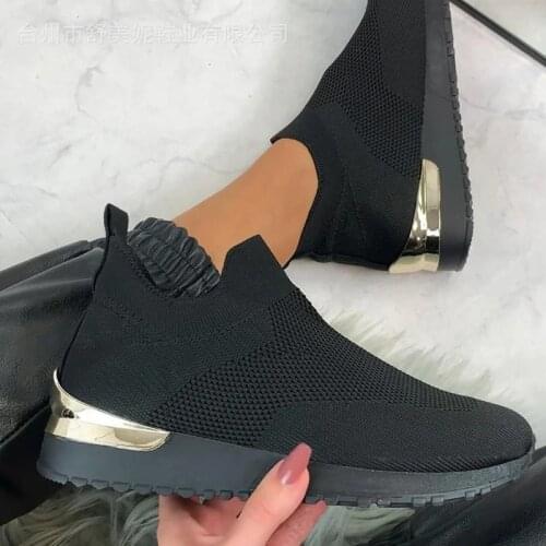 Vulcanize Shoes Sneakers Women Shoes Ladies Slip-On Solid Color Sneakers for Female Sport Mesh Casual Shoes for Women 35-43