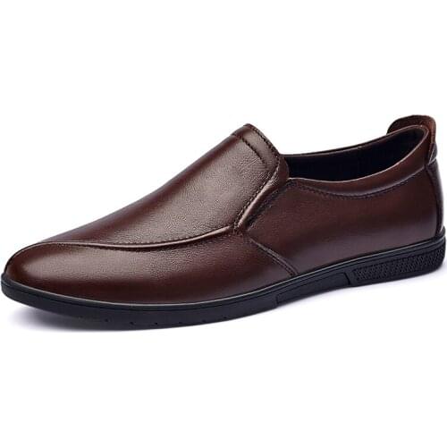 New Genuine Leather Men Shoes Lightweight Slip on Formal Loafers Men Moccasins Italian Male Driving Shoes Comfortable Shoe Comfy