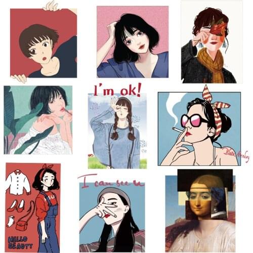 Cartoon Girls Patch Iron On Heat Transfers Vinyl For Clothing Beauty Stickers On Clothes Transfer Thermal Clothes Fashion Badges