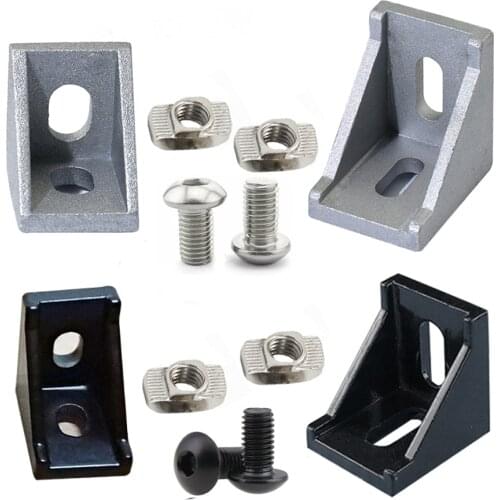 2-20Sets 1515 2020 3030 Series Aluminum Corner Bracket Set, Angle Brackets Connector for 15S 20S 30S Aluminum Extrusion Profile