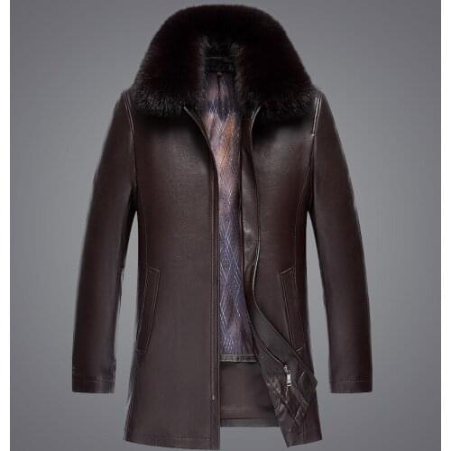 New Fashion High Quality Leather Men Winter Jacket Large Golden Mink Inner Coat Casual Thick Batik Faux Fur Plus Size M-3XL 4XL