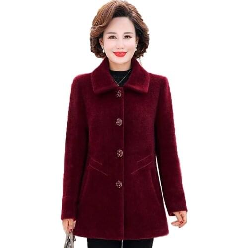2021New Winter Fashion Faux Mink Velvet Womens Coat Tops Large Size Warm Women Woolen Jacket Overcoat Mother WoolenJacket 5XL D