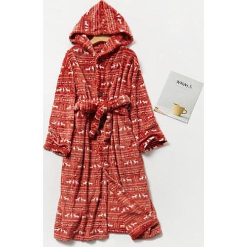 Autumn Winter Flannel Couple Nightgown Robe Long Thick Lovers Bathrobe Women And Men Kimono Gown Home Clothing Soft Lounge Dress