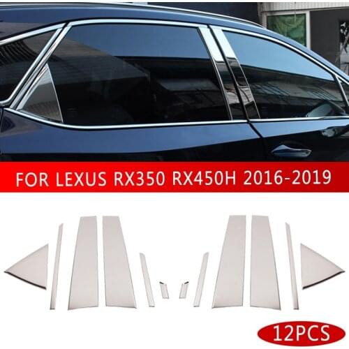 Pcmos Chrome Side B,C Door Window Pillars Post Cover Trim For LEXUS RX350 RX450h 2016-2019 Exterior Chromium Styling Stickers