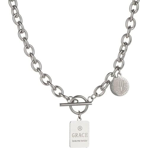 Pendant Chain Necklace for Women Titanium Stainless Steel OT Buckle Choker Collar подвеска Necklace Summer Jewelry Gift 2021