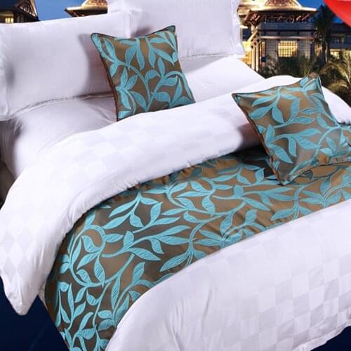Polyester Double Layer Bed Runner Scarf/Bed Tail Towel For Home Hotel Bedroom Bedding Decor Blue Green Purple