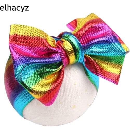 2021 NEW Large Knot Hairbow Headband Kids Glitter Metallic Waffle Bow Turban Girls Trendy Bullet Fabric Hairband Hair Accessory