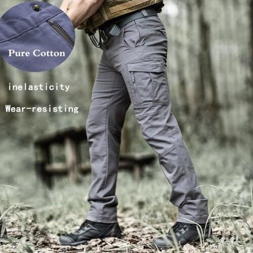 Army Fans Slim Overalls Tactical Pants Mens Cotton Wearproof Multi-pocket Trousers Outdoor Hiking Training Sport Military Pant