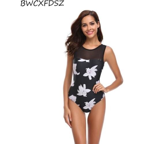 BWCXFDSZ Transparent Swimsuit Women Swimwear Triquini Monokini Mesh One Piece Backless Swimming Bathing Suit Beach Wear Bodysuit