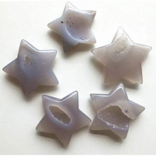 Drop Shipping 1pc Natural Agate Geode Crystal Stars Crystal Craft Pentagram Stone Healing Gift Decor Natural Stones and Crystals