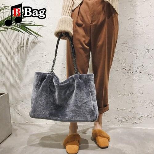 New Fashion Plush Large Capacity Solid color Womens Messenger Bag autumn Leisure Warm Shoulder Bag Luxury Retro Handbag