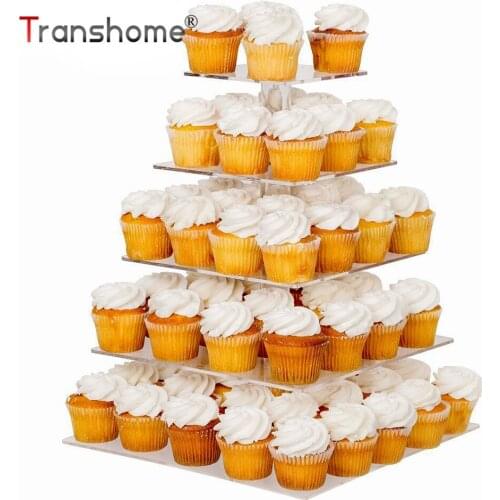 Transhome Cupake Stand 5-Layer Rectangle Transparent Acrylic Macaron Cake Display Stand Wedding Birthday Party Decoration Stand