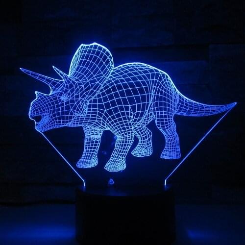 Triceratops Dinosaur Illusion 3d Lamp 7 Color Change Remote Touch led 3D Night Light Kids Lampara Baby Sleeping Atmosphere Lamp