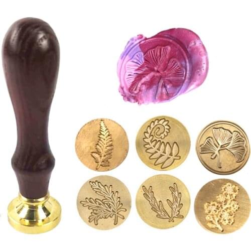WYSE Rose Flower Fern Leaf Retro Brass Stamp Antique Sealing Wax Stamps for DIY Wedding Invitations Wax Seal Stamp Wood Handle