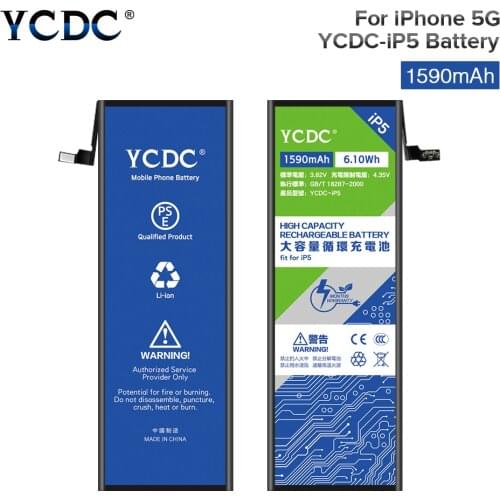 YCDC For iPhone 5S 5C iPhone5S Battery High Quality Real capacity 3.7V 1590mAh Lithium Polymer Mobile Phone Batteries