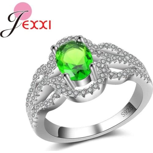 Classic 4 Colour Fine Cubic Zirconia Crystal 925 Sterling Silver Ring For Women Female Party Wedding Jewelry Wholesale