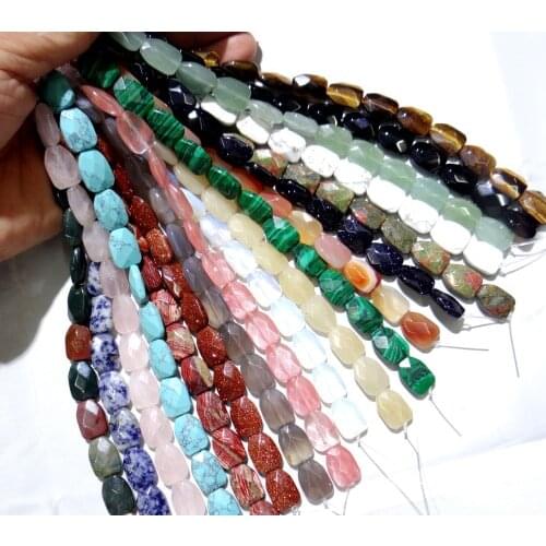 12*16mm Natural stone Quartz crystal Turquoises tiger eye section beads pendant for Diy Jewelry Making Necklace Accessories12pcs