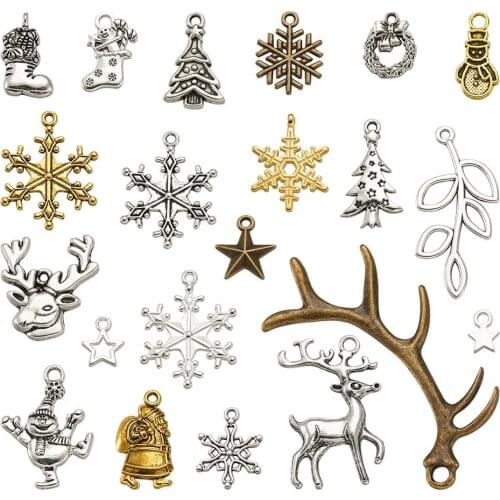 150pcs/Set Mixed Christmas Boot Snowman Boot Snowflake Charms Pendants for Jewelry Making Diy