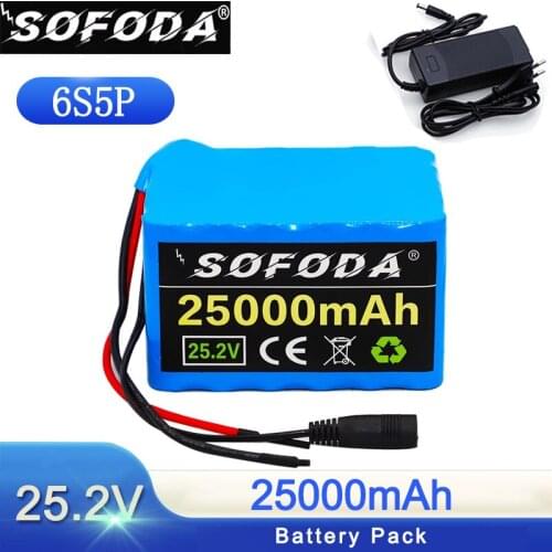 24V 25Ah 6S5P 18650 li-ion battery pack 25.2v 25000mAh electric bicycle moped /electric/lithium ion battery pack+2A charger
