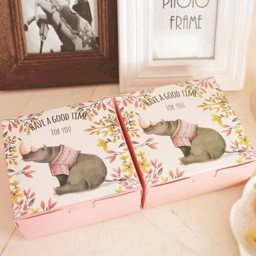 30PCS Cute Elephant Pink Box Wedding Gift Box Envelope Home Party Birthday Kraft Paper Box Packaging Candy Maccaron Cup Cake Box
