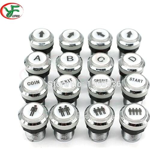 32mm CHROME Plated 5V/12V LED illuminated Push Button START COIN EXIT SELECT For JAMMA Arcade Game Joystick DIY Kit