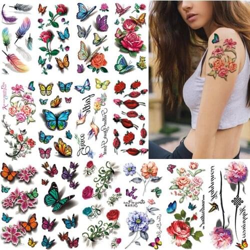 3D waterproof Tattoo Sticker three dimensional color printing Tattoo Sticker butterfly flower animal popular tattoo
