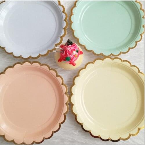 7 Inch Foil Side Crafts Paper Plates Paper Plate White Navy Wedding Birthday Baptism Party Cake Dish Disposable Plates