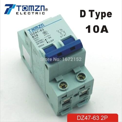 2P 10A D type 240V/415V 50HZ/60HZ Circuit breaker MCB safety breaker
