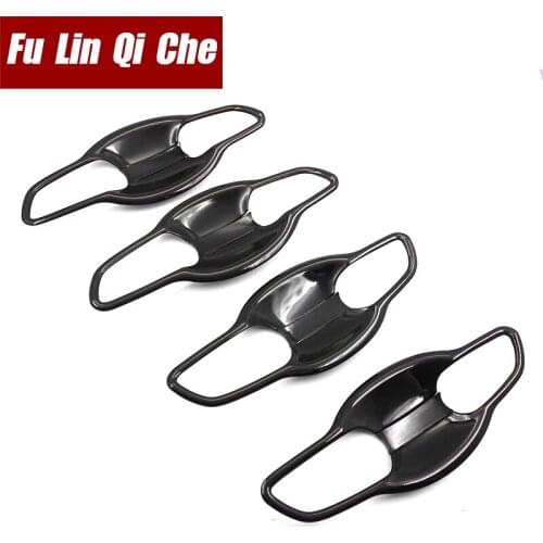 Car black Outer Door Handle Bowl Frame sequins Cover Trim Stickers For Honda Civic 10th 2016 2017 2018 2019 with logo