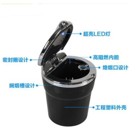 Car-Styling Car Cigarette ashtray with LED lamp For Volkswagen Jetta Tiguan POLO Passat CC Golf GTI R20 R36 EOS Scirocco