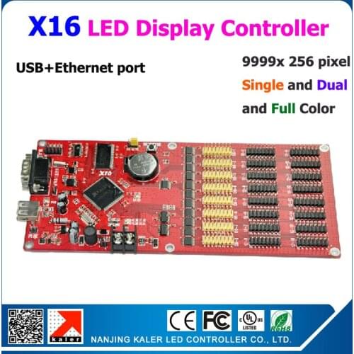 Free shipping 10 pcs ethernet and usb port X16 led control card fro signle dual full color led display support multi-language