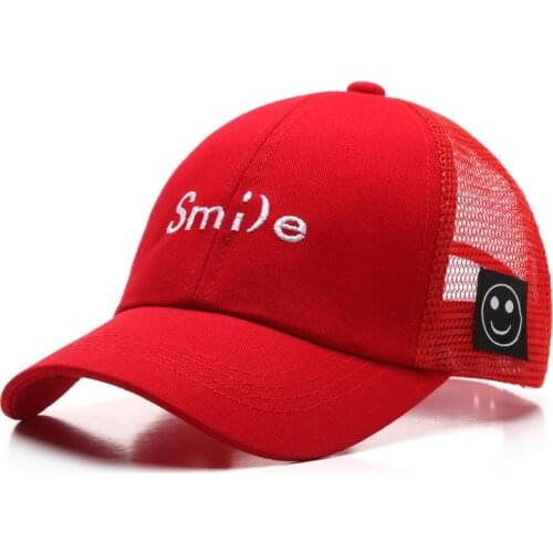 Summer Children Baseball Cap Kids Boys Girls Letters Smile Face Sun Hats Mesh Snapback Caps Outdoor
