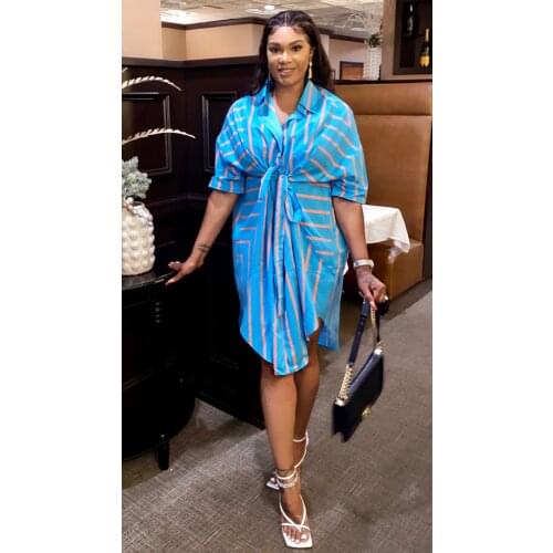 2021 High Quality New Design Blouse Striped Turn-down Collar Long Sleeve Summer Casual Tops