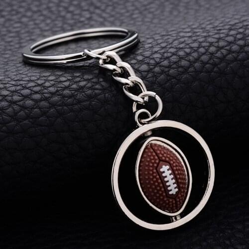10PCS Chaveiro!Creative Personality Rotation Football Keychain Bag Keyring Charm Car Keyfobs Key Holder Wholesale Gift J053