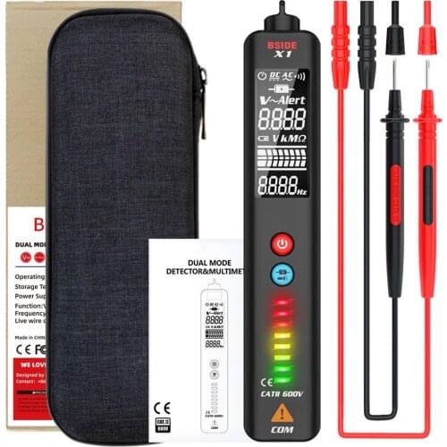 BSIDE X1 Smart Digital Multimeter Electric Pen Test Kits 600V DC AC Electric Pen Resistance Voltage Detector 8 LED Indicators