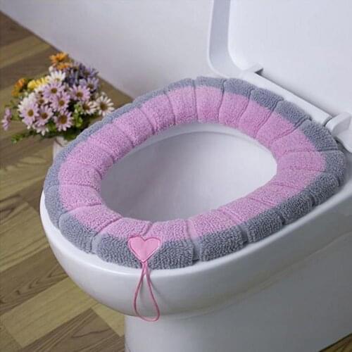 Toilet Seat Cover Warm Soft Thickened O Shape Washable Home Toilet Seat Cover Cushion with Handle Household Merchandises