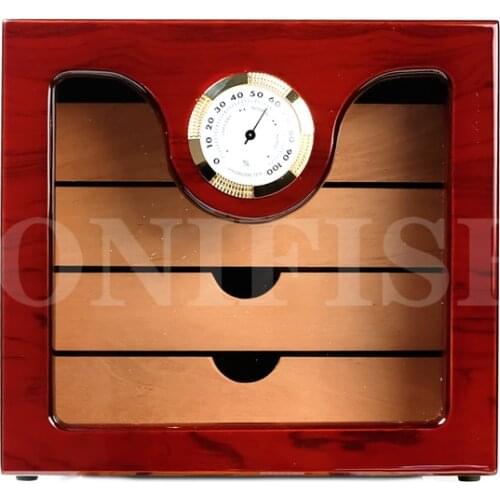 Wooden Medium Cigar Cabinet Humidor Cedar Wood Lined Humidifier Hygrometer 4 Layer Drawers Decent Cigar Storage Box