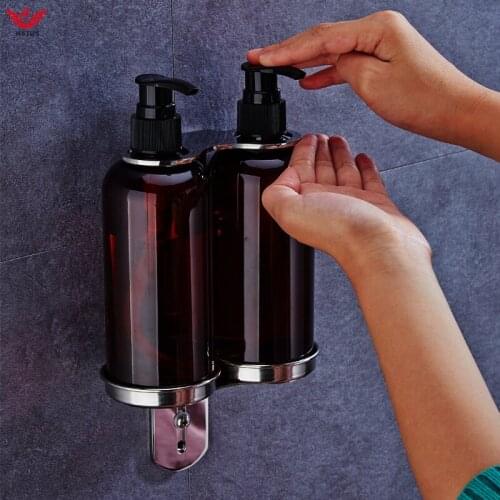 Wetips Stainless Soap Dispenser Bottle Holder Bath Liquid Soap Container Rack Toilet Shampoo Hanging Shower Gel Bottle Holder