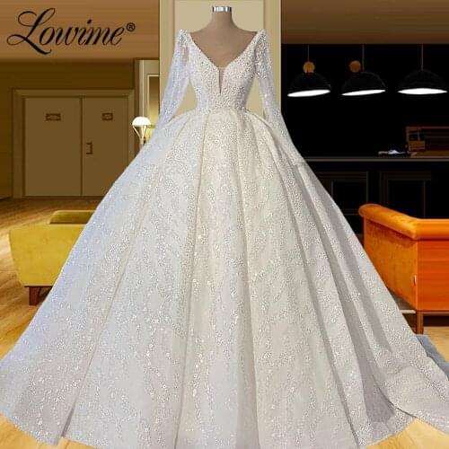 Muslim Long Wedding Dresses Muslim Bridal Gowns Turkish Middle East Women Beads Bride Dress 2021 Custom Made Wedding Gowns