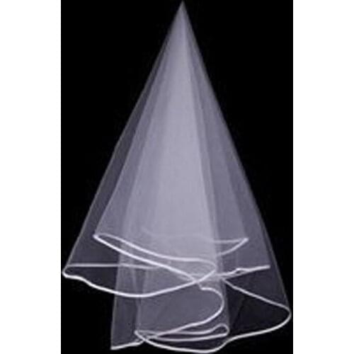 Sexy Gathered Romantic Cheap White Wedding Veil Satin Edge One Layer Wedding Accessory Bridal Veils Free Shipping