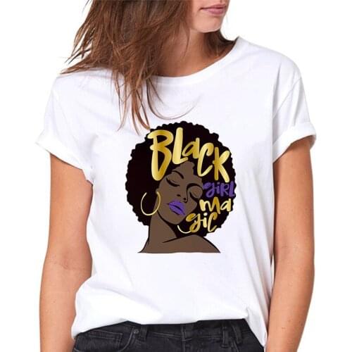 Black girl Printed Harajuku T-shirt Ladies Clothes Girls 2021 New Summer Tops Ulzzang Punk Streetwear Kpop O-neck Female T-shirt