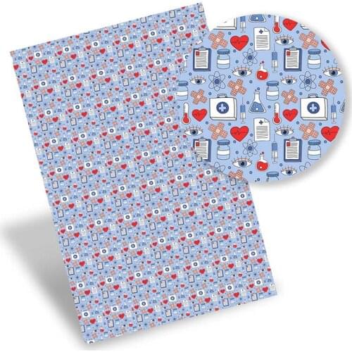 IBOWS Faux Leather Sheets Theme Synthetic Leather Printed Vinyl Fabric DIY Handbag Bow making Material Supplies 0.8mm 22*30cm/pc