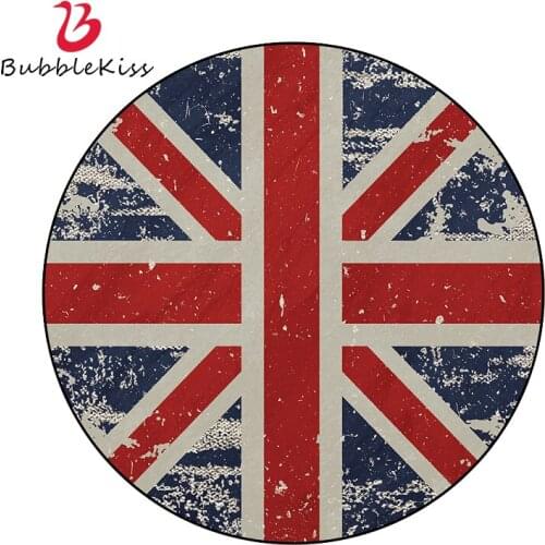 Bubble Kiss Retro Flag Pattern Rugs For Living Room Creative Carpets For Modern Bedroom Foldable Kids Room Decor Round Carpets