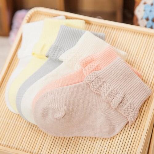 Lace Newborn Baby Socks Princess Baby Girl Socks Solid Infant Toddler Short Socks Spring Summer Sokken gifts 0-1 Years