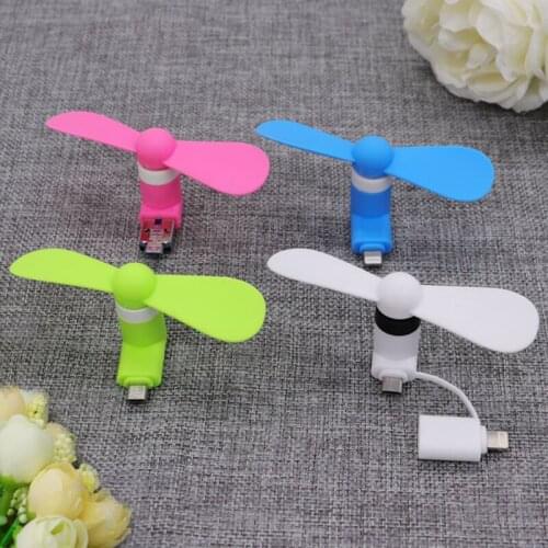 Mini 2/3 in 1 Portable Micro USB Fan Type-C Phone Fans For iPhone 5 6S 7 Plus 8 X XS XR Fan for Samsung HTC Android OTG phones