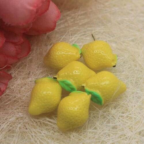 50pcs DIY Resin 3D Miniature Yellow Lemon Charms Cabochon Accessories Kawaii Simulation Fruit Crafts Jewelry Making Decoration